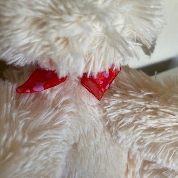 Dan Dee Cream‎ Plush Dog 9 Inch Stuffed Animal Soft Fur Bow Tie w/Red Hearts - Picture 5 of 9